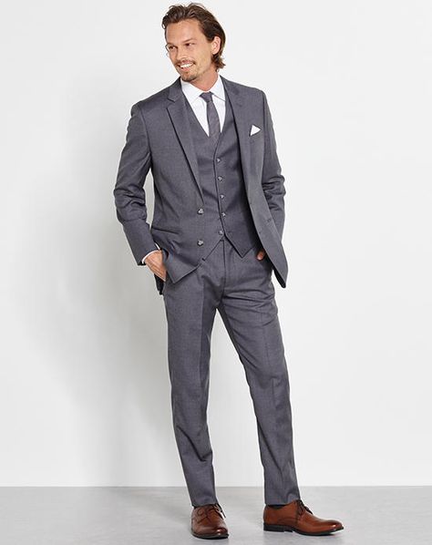 Gray on Gray on Gray. Wear this outfit to stand out with subtle charm. Perfect for outdoor weddings and casual but stylish events. This is a full outfit | The Black Tux | https://www.theknot.com/fashion/the-hemingway-outfit-the-black-tux-tuxedo Mens Wedding Attire Grey, Three Piece Suit Wedding, Grey Tux, Groomsmen Grey, Grey Suit Wedding, Grey Tuxedo, Grey Suit Men, Charcoal Gray Suit, Wedding Tux