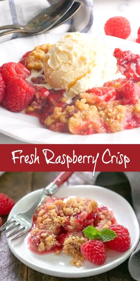 Raspberry Zinger Poke Cake, Zinger Poke Cake, Fresh Raspberry Desserts, Fresh Raspberry Recipes, Raspberry Zinger, Apple Crisp No Oats, Raspberry Recipes Dessert, Raspberry Crisp, Raspberry Crumble