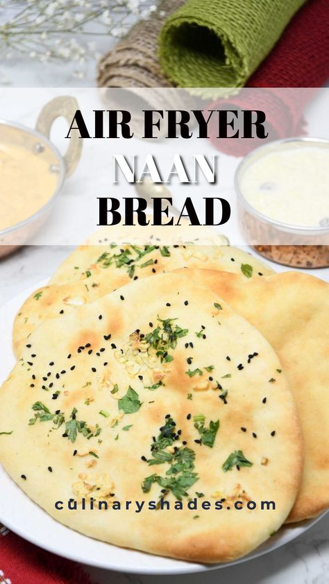 Naan is a leavened bread and is popularly served in Indian restaurants across the globe. It is very easy to make naan at home with just a few basic pantry ingredients. Check out how to make naan bread in the air fryer. Airfryer Naan Bread, Air Fryer Naan Bread, Air Fryer Naan, Bread In Air Fryer, Homemade Garlic Naan, Naan At Home, Ninja Air Fryer Recipes, Make Naan Bread, How To Make Naan