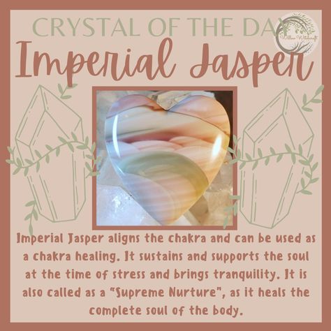 Willow Witchcraft Imperial Jasper Meaning, Crystal Powers, Crystal Identification, Crystal Tips, Crystal Magick, Jasper Meaning, Crystal Witch, Crystal Healing Chart, Healing Crystals For You