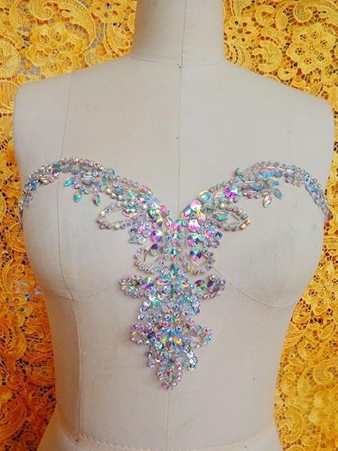 Amazon.com: Zbroh Pure Hand Made Clear AB Colour Sew on Rhinestones Sequins Beads Applique Crystals Patches 34X20cm Dress Accessory : Arts, Crafts & Sewing Ballroom Jewelry, Sew On Rhinestones, Crystal Trim, Rhinestone Appliques, Figure Skating Dresses, Belly Dance Costumes, Beaded Applique, Crystal Accessories, Skating Dresses