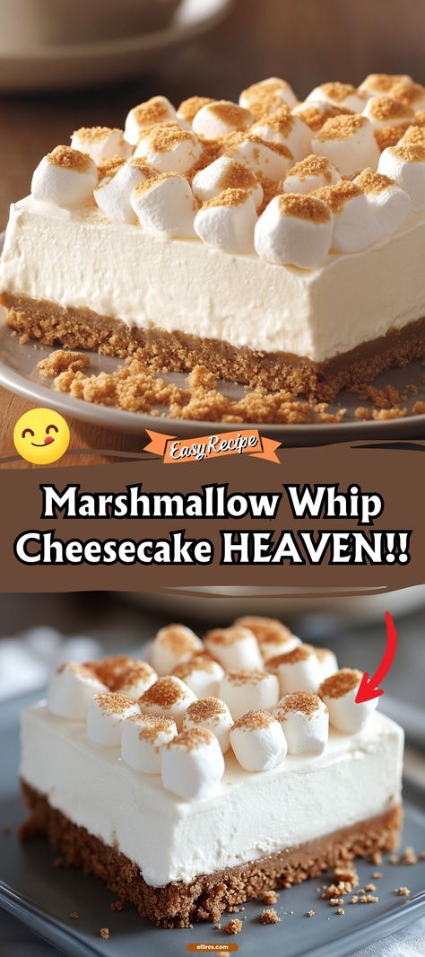 Marshmallow Whip Cheesecake HEAVEN!! Millionaire Cheesecake, Fridge Desserts, Holidays Desserts, Blueberry Cookies Recipes, Cheesecake Base, Marshmallow Fluff Recipes, Marshmallow Topping, Cheeseburger Meatloaf, Marshmallow Desserts