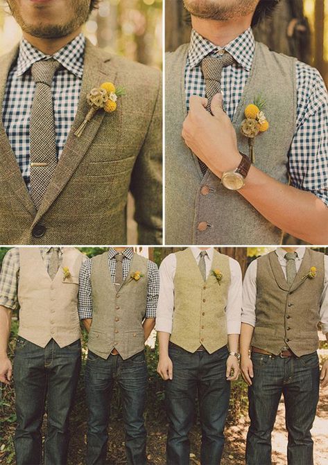 groomsmen in jeans. strikingly handsome. A fairytale wedding in the forest by Sweet Little Photographs #groom #groomsmen #wedding Fall Groomsmen Attire, Groomsmen Jeans, Country Groomsmen, Fall Groomsmen, Mismatched Groomsmen, Wedding Groomsmen Attire, Blue Green Dress, Country Attire, Wedding Party Shirts