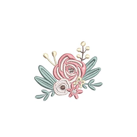 Pastel Embroidery Floral, Machine Embroidery Flowers, Pastel Embroidery, Floral Corsage, Flower Machine Embroidery, Flower Corsage, Embroidery Floral, Modern Flower, Embroidery Fonts