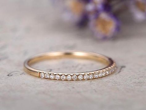 .25 Carat Round Cut Diamond Wedding Ring Band for Women in Yellow Gold Pretty Wedding Rings, Eternity Engagement Ring, Mansfield Park, Beautiful Wedding Rings, Promise Rings For Her, Knot Ring, Matching Rings, White Gold Engagement Rings, Diamond Wedding Band