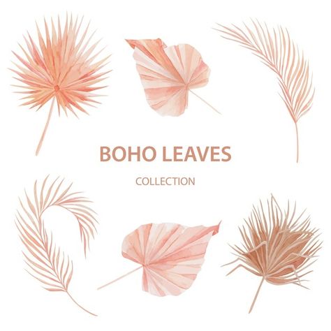 Boho Flower Types, Boho Flower Drawing Illustrations, Boho Palm Leaves, Boho Flower Beige Background, Pink Boho Rainbow Clipart, Baby Artwork, Boho Leaves, Colorful Boho, Palm Leaves