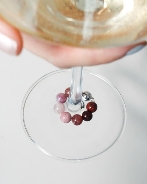 Us here keeping track of your wine glass, one beaded marker at a time. 🌈 Restocking this week for only 2 sets. Available in sets of 6 & 8 on our website. January Moodboard, Jewellery Photoshoot, Product Photo Ideas, Glass Markers, Wine Glass Markers, Jewelry Product Shots, Studio Jewelry, Jewelry Photoshoot, Natural Stone Beads