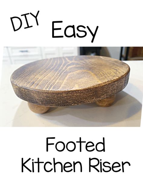 Diy Tray Risers, Candle Risers Diy, Diy Kitchen Soap Stand, Wooden Risers Display Diy, Decorating With Risers, Diy Wooden Riser, Wood Riser Decor Kitchen, Kitchen Riser Decor, Food Risers Display Diy