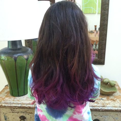 Purple dip dye looks so good with brown hair @Anna Totten Totten Totten Totten Shults