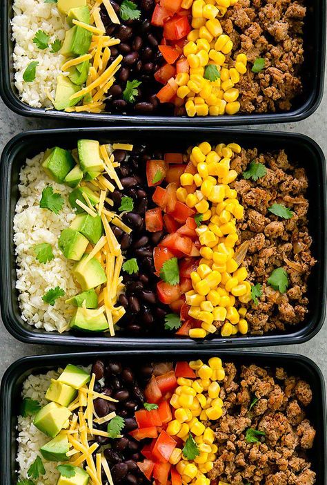 Turkey Taco Bowl, Turkey Taco Bowls, Taco Meal, Taco Bowl Recipe, Turkey Taco, Taco Bowl, Weekly Meal Prep, Healthy Low Carb, Taco Bowls