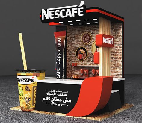 Coffee Booth Design Exhibition, Coffee Booth Design, Food Stand Design, Coffee Booth, Nescafe Gold, Creative Booths, Street Food Design, Food Stall Design, Marketing Activities