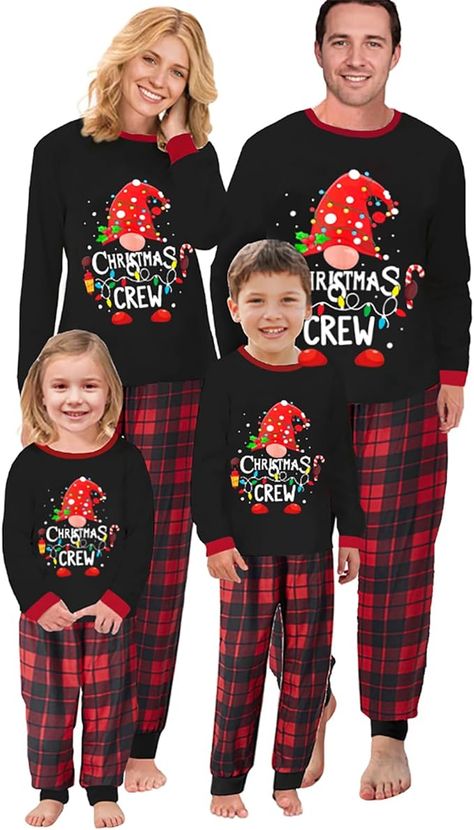 Awoscut Christmas Family Matching Pajamas Sets Christmas PJ's Letter Print Top and Plaid Pants Jammies Sleepwear Christmas Pajamas For Family, Christmas Family Pajamas, Reindeer Pajamas, Christmas Pjs Family, Holiday Pjs, Xmas Pajamas, Matching Family Christmas Pajamas, Christmas Tree Tops, Family Pajama Sets