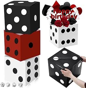 Fuutreo 3 Pcs Dice Favor Boxes 11.8 x 11.8 x 11.8 Inch Casino Party Decorations Game Night Decorations Casino Birthday Party Balloon Boxes Large Dice Box for Game Night Las Vegas Party Decorations Las Vegas Party Decorations, Vegas Party Decorations, Game Night Decorations, Casino Birthday Party, Balloon Boxes, Casino Birthday, Game Night Parties, Las Vegas Party, Casino Theme Party Decorations