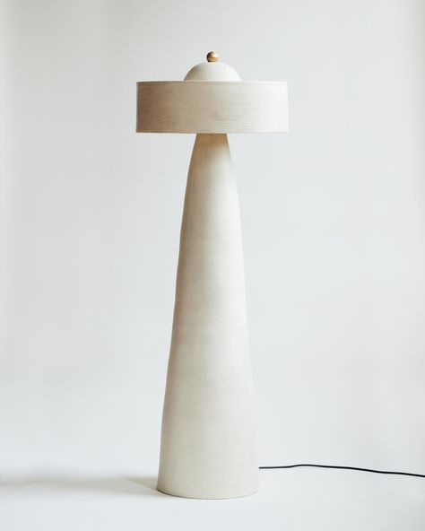 Concrete Floor Lamp, Ceramic Floor Lamp, Statement Light Fixture, Blackened Brass, Focus Light, Geometric Forms, Statement Lighting, Geometric Form, Ceramic Lamp