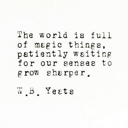 The World Is Full Of Magic Things, W B Yeats Quotes, Yeats Quotes, Magic Things, W B Yeats, Tolkien Quotes, Our Senses, Unique Words Definitions, Magic Quotes