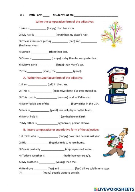 Adjective Degrees Worksheet, Degree Of Adjectives Worksheets, Degree Of Comparison Worksheets, Degrees Of Adjectives Worksheets, Degrees Of Comparison Worksheets, Degree Of Adjectives, Degree Of Comparison, Gender In English, Comparison Of Adjectives