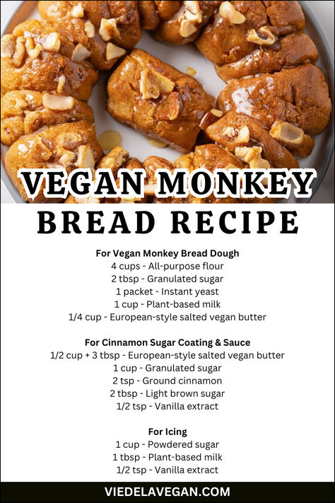 Vegan Monkey Bread Recipe Vegan Monkey Bread, Egg And Bread Recipes, Monkey Bread Recipe, Vegan Baking Recipes, Monkey Bread, Weekend Brunch, Instant Yeast, Vegan Butter, Bread Dough