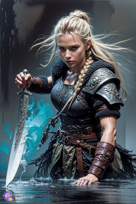 Immerse yourself in the atmosphere of fantasy and magic with this female warrior. Magnificent details and powerful composition make this image perfect for boards on fantasy and female strength. #FantasyStrength #FemaleWarrior #FantasyWorld #DigitalArt #Warrior #MagicalArt #EpicArt Female Viking Art, Medieval Outfit Women, Fantasy Outfits Art, Warrior Female, Female Strength, Girl Anatomy, Cyberpunk Female, Warrior Drawing, Female Warriors