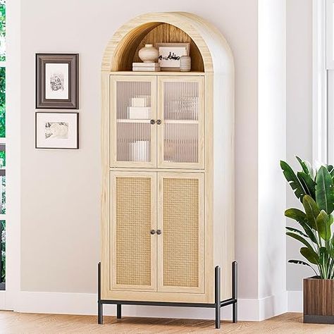 Amazon.com: BELLEZE Arched Storage Cabinet with Doors, 65.5 Inches Bookcase, Freestanding Kitchen Pantry Cupboard Tall China Glass Cabinet Display Case for Home Living Room, Adjustable Shelves, White Lotus : Home & Kitchen Wicker Storage Cabinet, Reeded Glass Door, Arched Bookshelf, Freestanding Cupboard, Kitchen Pantry Cupboard, Rattan Door, Bathroom Tall Cabinet, Accent Storage Cabinet, Acne Help