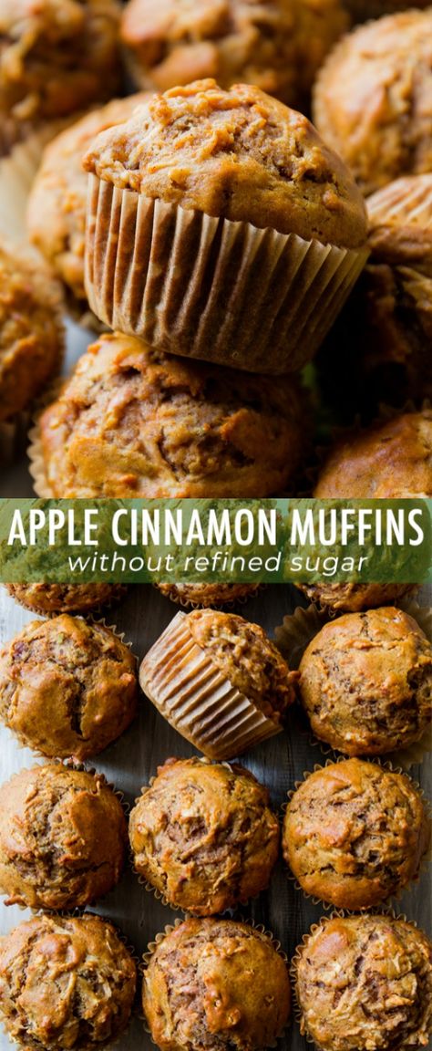 Healthy, simple, AMAZING whole wheat apple cinnamon muffins with zero refined sugar. Find this easy muffin recipe on sallysbakingaddiction.com Muffin Healthy, Cupcake Receptek, Basic Muffin, Apple Muffins Healthy, Whole Wheat Muffins, Muffins Healthy, Apple Recipe, Wheat Recipes, Apple Cinnamon Muffins