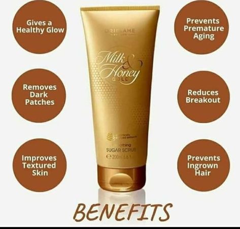 Milk and honey Gold sugar scrub gives you guaranteed results and it's amazing. Honey Sugar Scrub, Chocolate Peanut Butter Smoothie, Oriflame Beauty Products, Fashion Traditional, Cream For Dry Skin, Beauty Consultant, Favorite Skincare Products, Instagram Blogger, Milk Honey