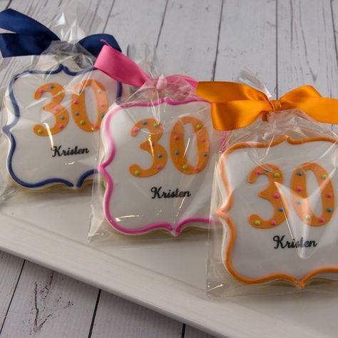 30 Birthday Cookies, Personalized for Any Age - Decorated Cookie Favors Cookies Personalized, Cookie Birthday Party, Cookie Party Favors, First Birthday Cookies, Shipping Cookies, Cookies Birthday, Dairy Free Cookies, Cookie Favors, Cookie Party