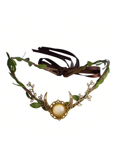 Crown Woodland Headpiece Forest Leaf Circlet Elven WreathI discovered amazing products on SHEIN.com, come check them out! Forest Princess, Moon Crown, Bronze Green, Headband For Women, Floral Headband, Cute Fairy, Flower Headpiece, Princess Wedding, Floral Headbands