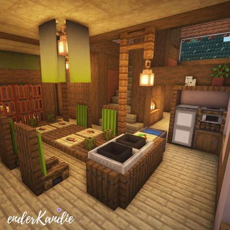 Minecraft Japanese Kitchen Ideas, Kitchen Table Minecraft, Minecraft Japanese Kitchen, Japanese Interior Design Minecraft, Minecraft Sushi Restaurant, Japanese House Minecraft Ideas, Minecraft Dinner Table, Minecraft Japanese Interior, Kitchen Minecraft