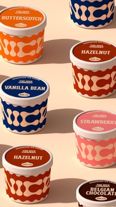 Creative Packaging Design Inspiration, Handmade Ice Cream, Ice Cream Packaging, Packaging Label Design, Ice Cream Brands, Food Logo Design, Branding Design Packaging, Graphic Design Packaging, Food Packaging Design