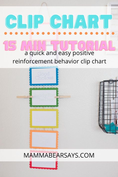 This easy to make behavior Clip Chart can be made in 15 minutes and for just about $0 by using cardstock you have! #DIY #CricutCreated #Cricut #ExploreAir2 #CricutCrafts #crafting #papercrafts #craft Behavior Clip Chart For Home, Clothes Pin Behavior Chart, Diy Behavior Chart Classroom, Diy Behavior Chart, Behavior Charts For The Home, Behavior Chart For Home, Toddler Behavior Chart, Behavior Chart Preschool, Behavior Sticker Chart