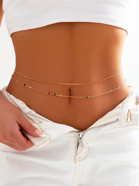 2pcs Retro Fashion Rainbow Crystal & Glitter Tassel Multi-Layer Belly Chain Waist Chain Women's Casual Beach Vacation Body JewelryI discovered amazing products on SHEIN.com, come check them out! Rainbow Crystal, Belly Chain, Waist Chain, Amazing Products, Women's Casual, Multi Layering, Beach Vacation, Retro Fashion, Casual Women