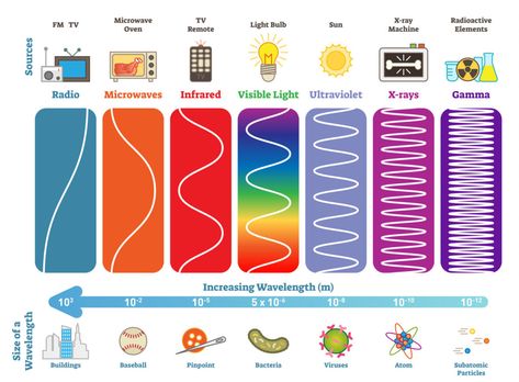 Em Spectrum, Visible Light Spectrum, Light Science, Basic Physics, Chemistry Classroom, Visible Spectrum, Radio Waves, Electromagnetic Spectrum, Steam Education