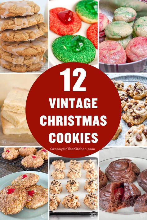 This collection of 12 vintage Christmas cookie recipes features nostalgic favorites and festive red and green cookies that are perfect for gifting or sharing at holiday gatherings. Buttery Soft Christmas Cookies, Amazing Old Recipes, Christmas Cookies Taste Of Home, Nostalgic Christmas Recipes, Old School Christmas Desserts, Christmas Holly Cookies, Christmas Cookie Classics, Different Types Of Christmas Cookies, Vintage Christmas Cookies Recipes