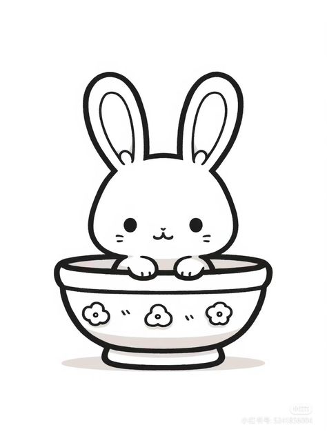 Bunny Colouring Pages, Rabbit Cartoon Drawing, Kawaii Coloring Pages, Drawings For Kids, Mexican Art Tattoos, Animals Food, Bunny Coloring Pages, Bunny Drawing, Pen Art Drawings