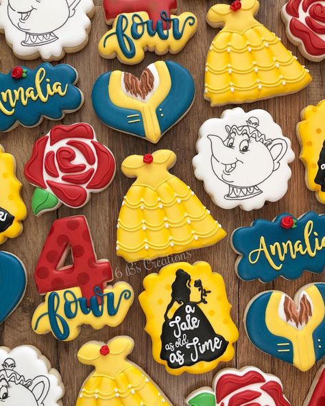 Brittany Geil on Instagram: “Beauty and the Beast cookies for a fourth birthday party!! 🌹 This set was definitely on my bucket list as it is my absolute favorite movie…” Beauty And The Beast Cookies, Birthday Cake Princess, Belle Birthday Party, Beauty And Beast Birthday, Fourth Birthday Party, Cake Princess, Beauty And The Beast Birthday, Beauty And The Beast Theme, Belle Birthday