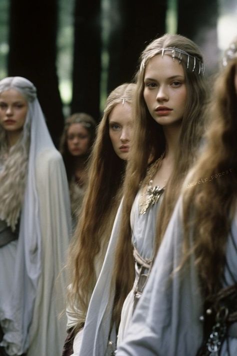 Long Medieval Hair, Medieval Fashion Aesthetic, Medieval Queen Aesthetic, Elven Beauty, Elven Aesthetic, Medieval Elf, Elf Fashion, Elf Woman, Elven Style