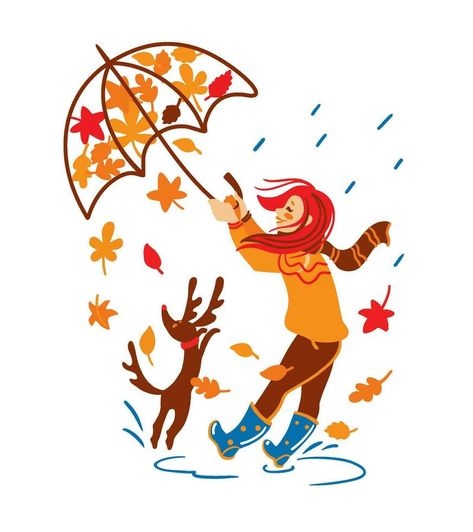 Wind rips the umbrella out of the girl's hands. Autumn season. Kids illustration. Umbrella Illustration, Kids Illustration, Autumn Illustration, Autumn Season, Childrens Illustrations, Funny Games, Children Illustration, Fall Season, Fun Games