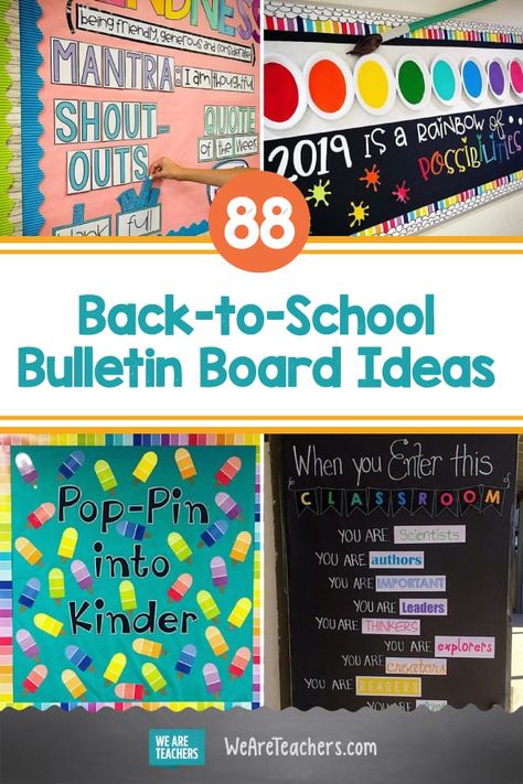 88 Back-to-School Bulletin Board Ideas from Creative Teachers Student Interactive Bulletin Board, Beginning Of The School Year Preschool Bulletin Boards, Back To School Bulletin Boards Kinder, Back To School Boards Preschool, Beginning Of The School Year Bulletin Board Ideas, Back To School Bulletin Boards Preschool Classroom Ideas, Back To School Bulletin Board Ideas For Library, Bulletin Board Ideas Beginning Of Year, Beginning Of The Year Kindergarten Bulletin Boards