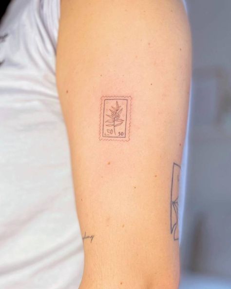 Tattoos New York, Majestic Tattoo, Post Stamp Tattoo, Envelope Tattoo, Postage Stamp Tattoo, Paris Tattoo, Stamp Tattoo, Cactus Tattoo, Small Forearm Tattoos