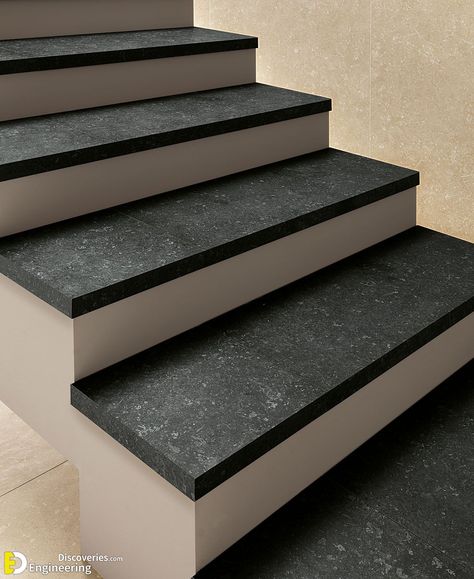 Home Stairs Design Modern Granite, Parking Tiles Design Indian, Tiles For Living Room Floor Indian, Parking Tiles Design, Luxury Marble Flooring, Stairs Tiles Design, Granite Stairs, Wooden Staircase Design, Granite Design