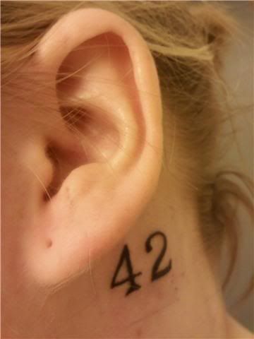 42 Tattoo Number, Literary Tattoo, 42 Tattoo, Level 42, Tattoo Project, Ink Ideas, Word Tattoos, Tattoos Ideas, Angel Numbers