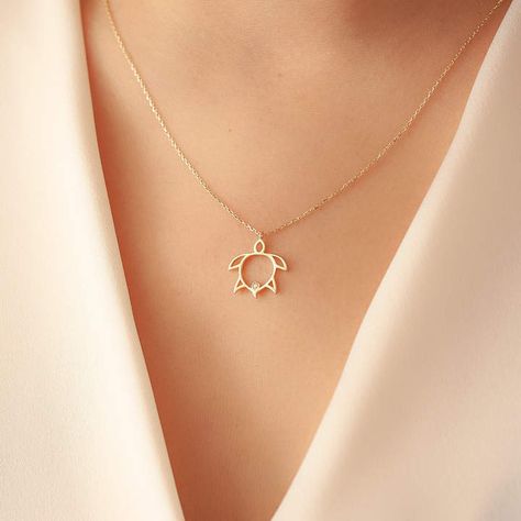 Etsy 14k Solid Gold Turtle Diamond Necklace, Diamond Turtle Necklace, Dainty Gold Turtle Necklace. Diamon Mrs Necklace, Anting Manik, Diamond Cross Necklace Gold, Lucky Necklace, Evil Eye Necklace Gold, Turtle Jewelry, Animal Necklace, Turtle Necklace, Necklace Diamond