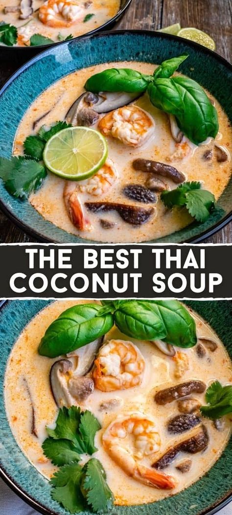 Best Ever 'Thai Coconut Soup' Thai Coconut Shrimp, Thai Soup Recipes, Coconut Soup Recipes, Asian Soup Recipes, Thai Coconut Soup, Coconut Curry Soup, Thai Soup, Coconut Milk Soup, Shrimp Soup