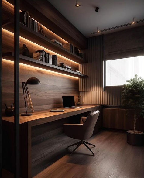 modern desk Modern Home Offices, Modern Office Space, Study Room Design, Office Interior Design Modern, Home Studio Setup, Small Home Offices, Contemporary Home Office, Small Home Office, Modern Home Office