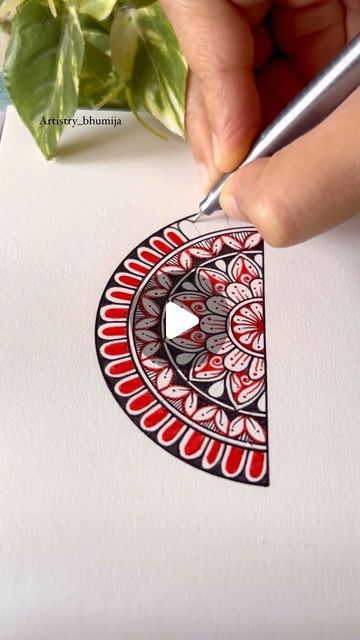 Bhumika Poddar on Instagram: "A Red-iant Mandala ✨  Feel free to recreate and don’t forget to tag me ✨  🌷Fine liners from @staedtlerindia   #artreels #art #easyart #learnart #artvideo #arttherapy #arttutorials #mandala #mandalavideo #mandalatutorial #mandalareels #minimandala #artistry_bhumija" Mandala Doodle Art Design, Mandala Art Tutorial, Simple Mandala Design, Mandala Art Design, Mandala Ideas, Mandala Zentangle, Zentangle Ideas, Zentangle Pattern, Zentangle Doodle