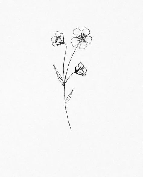 30 Ways to Draw Flowers Small Flower Drawings, Simple Flower Drawing, Plant Sketches, Tato Henna, Shape Tattoo, Wild Tattoo, Men Tattoos, Muster Tattoos, Small Flower Tattoos