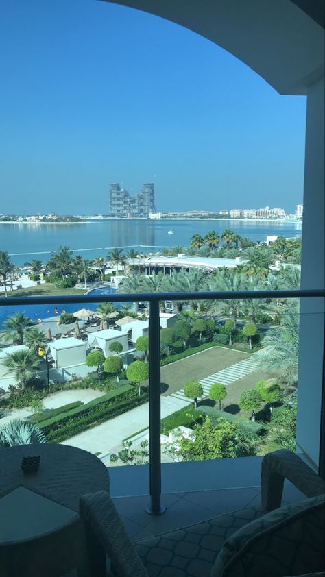 #dubai #beach #thepalmdubai Dubai Balcony View, Dubai Apartment, The Palm Dubai, Dubai Beach, House With Balcony, Dubai Aesthetic, Apartment View, Bedroom Views, Cartoon Boy