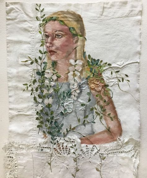 Kate Thompson, Painted Portraits, Assemblage, Art Journal, Mixed Media, Oil Painting, Textiles, Collage, Media