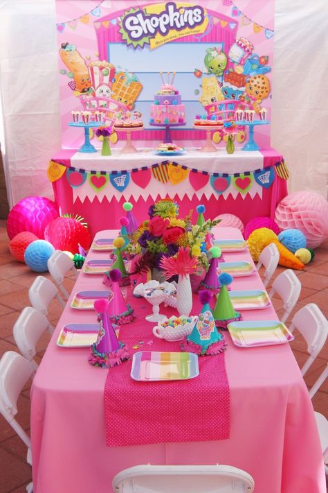 Party Setup from a Shopkins Birthday Party via Kara's Party Ideas | KarasPartyIdeas.com (9) Shopkins Bday, Lila Party, Shopkins Birthday Party, Shopkins Party, Shopkins Birthday, Spa Birthday Parties, Spa Birthday, Party Deco, Spa Party