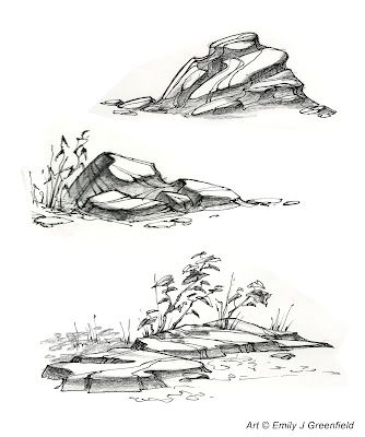 Draw Rocks, Drawing Rocks, Pencil Drawing Tutorials, Nature Sketch, Landscape Sketch, Architecture Drawing Art, Nature Drawing, Arte Sketchbook, Pencil Art Drawings